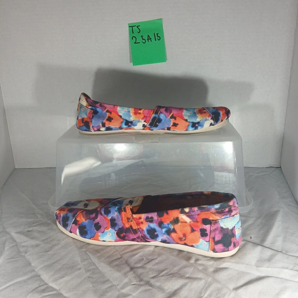 TOMS Women's Floral Canvas Slip On Shoes Flats‎ Size 7.5